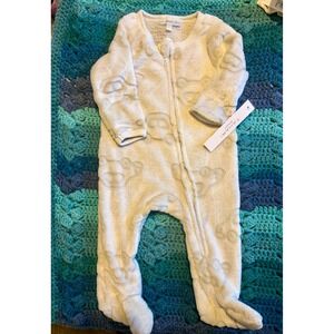 Tahari Baby Boys Cream Fleece Footed Sleeper Car Embossed Pajamas NWT 3-6M